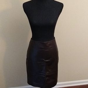 Anne Klein Brown Leather Pencil Skirt